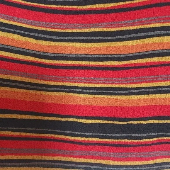 Vintage 80s CHAUS Wrap Skirt Red Black Orange Yellow Painterly Stripe - Picture 7 of 11